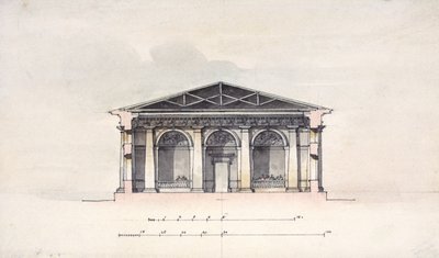 Doorsnede van de Rijstallen in Tsarskoye Selo, 1792 door Giacomo Antonio Domenico Quarenghi